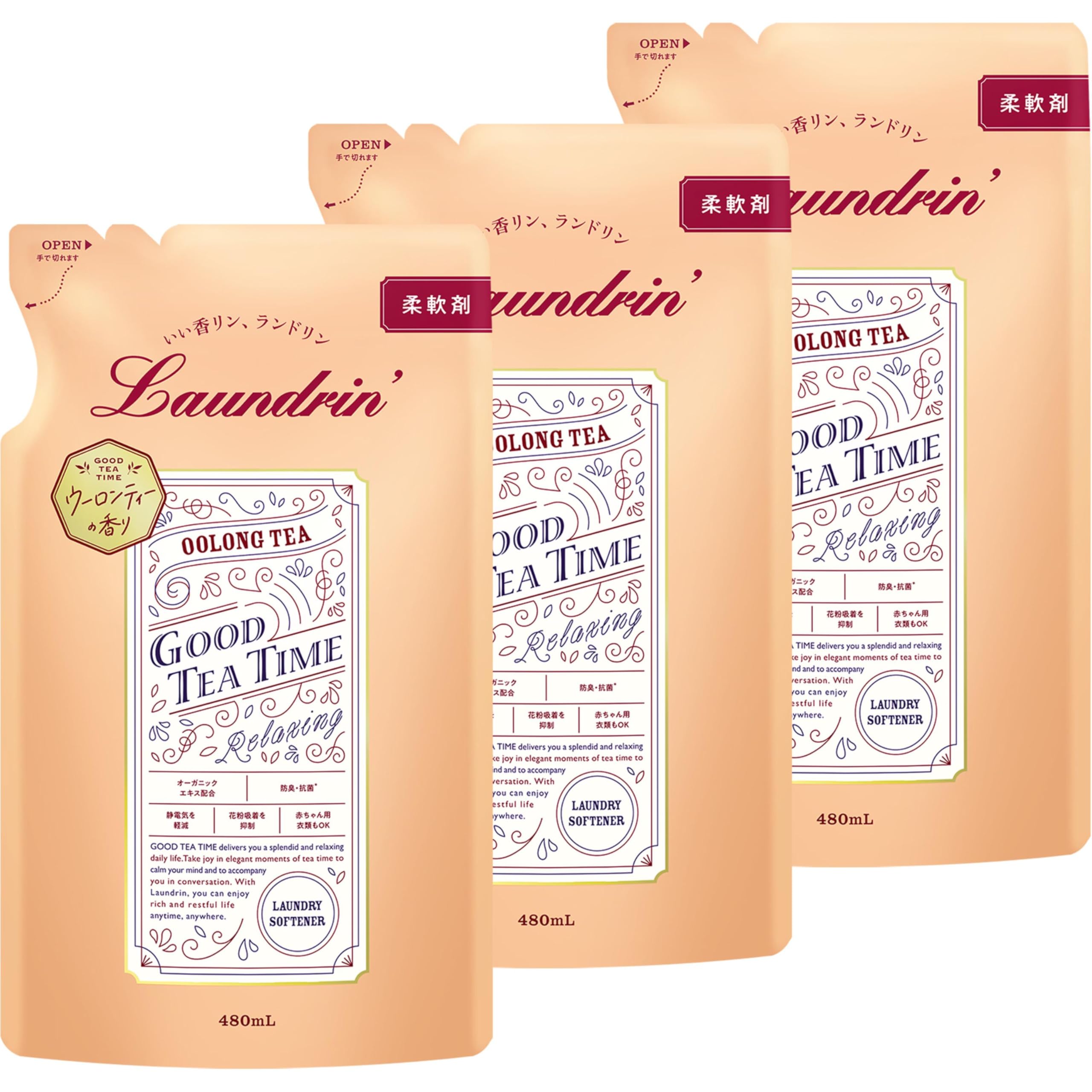 

Landrin Liquid Fabric Softener, Oolong Tea Scent, Refill, 480ml (x 3)