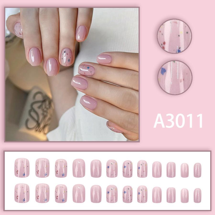 Elegant Nude Dreamy Pink-Purple Floral Nail Stickers - 24 Piece Set