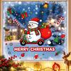 Cartoon Snowman Decorations Cute Scooter Christmas Static Window Cling, Merry Glass Indoor Outdoor Holiday Decor Decal, Waterproof Sticker