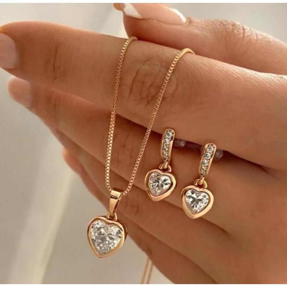 Vintage Jewelry Set Stylish Simple Necklace and Earrings Set with Imitation Pearl Pendant, Women s, Golden, Valentine s Day Gift