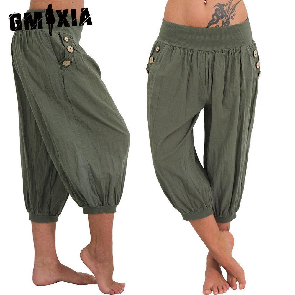GMXIA Summer Women Cool Trousers Casual Loose Wide Leg Plus Size Pants Comfortable Leisure Pants