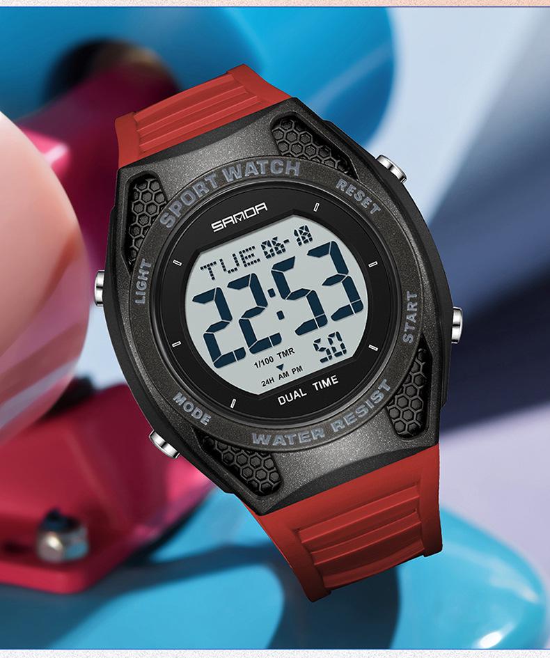 Sanda Multi-Function Waterproof Sport Watch with Alarm & Seven-Color Luminous Display