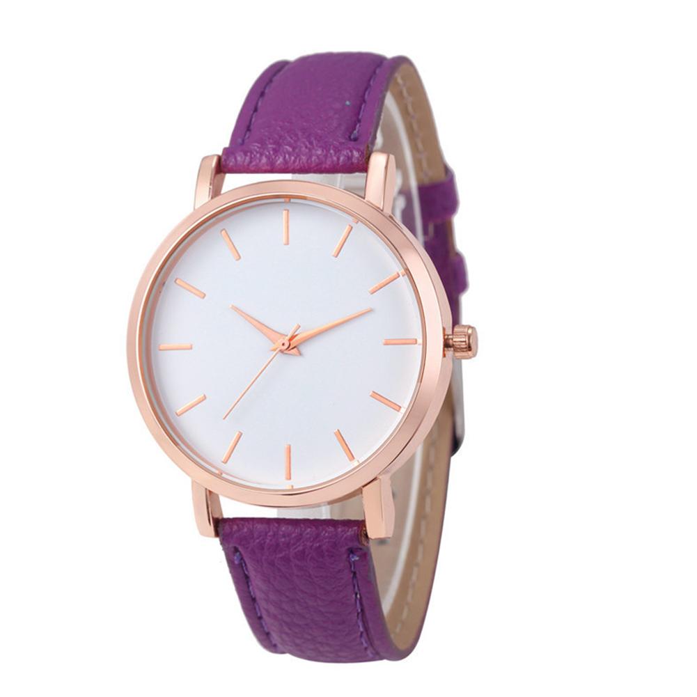 Elegant Ladies Leather Strap Quartz Wristwatch Girl Bracelet Watch Gifts for Woman