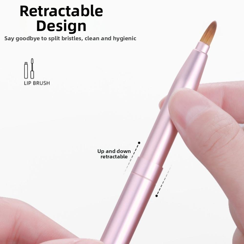 Telescopic Lip Gloss Brush Double-headed Lipstick Brush Portable Retractable Lip Brush Dustproof