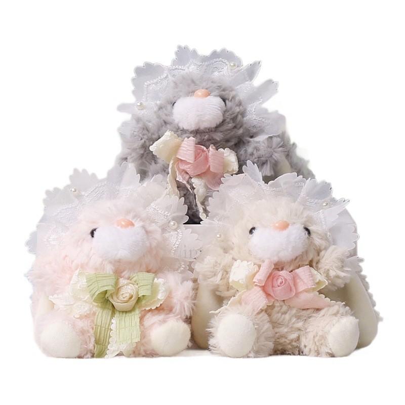 Plush Bunny Doll With Bow For Wedding Party Decor And Bag Ornament