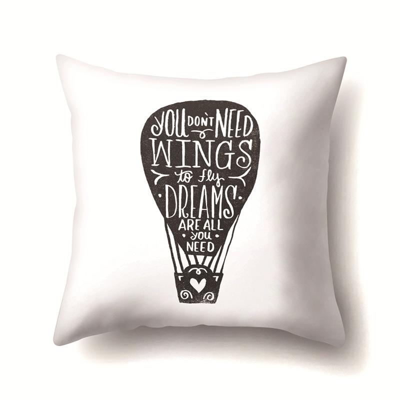 Nordic Style Ins Illustration Graffiti Polyester Pillowcase Car Decoration Home Printed Waist Rest Pillowcase