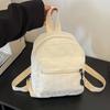 Zipper Double Shoulder Bag Lightweight Daypack Korean Style Corduroy Mini Backpack  Casual Travel