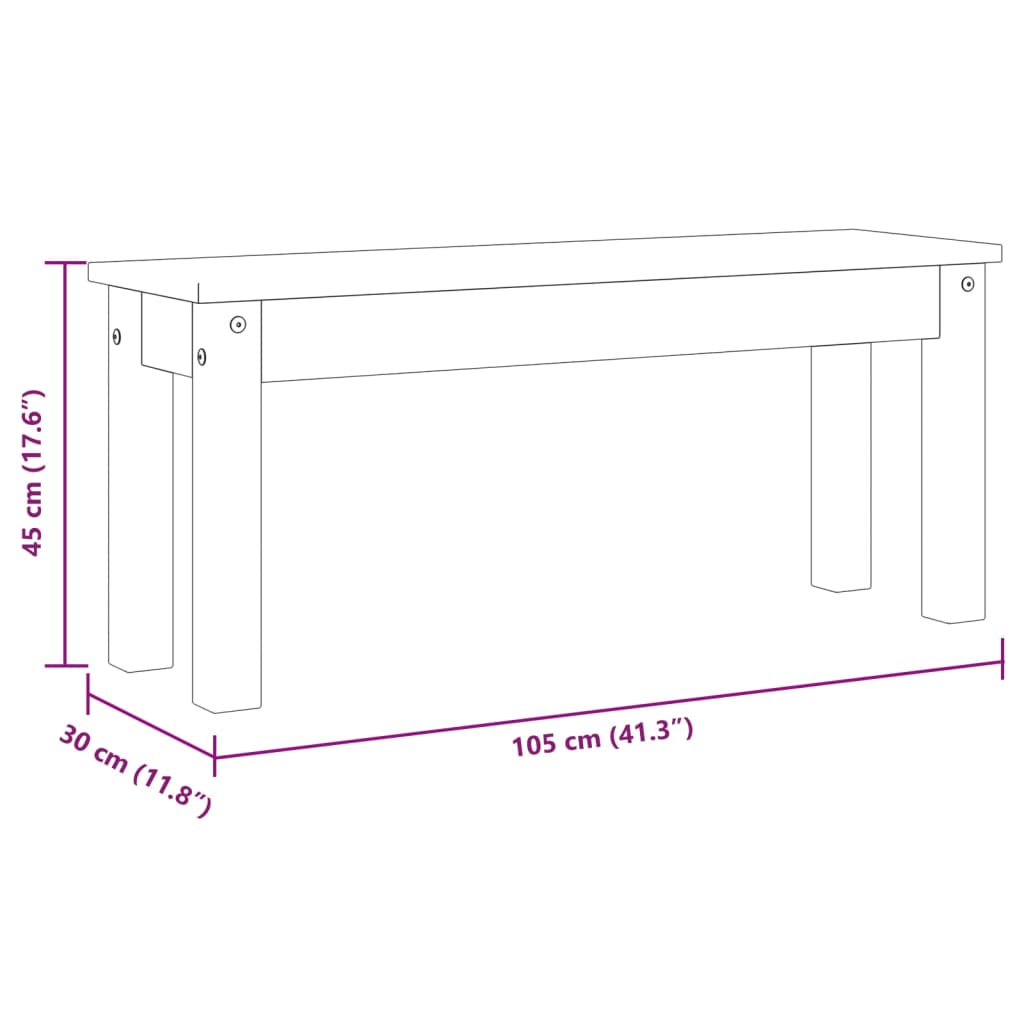 Essbank PANAMA 105x30x45 cm Solid Pine Wood