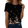 Women's Fashionable Casual Short-sleeved, Retro Printed Round-neck Top