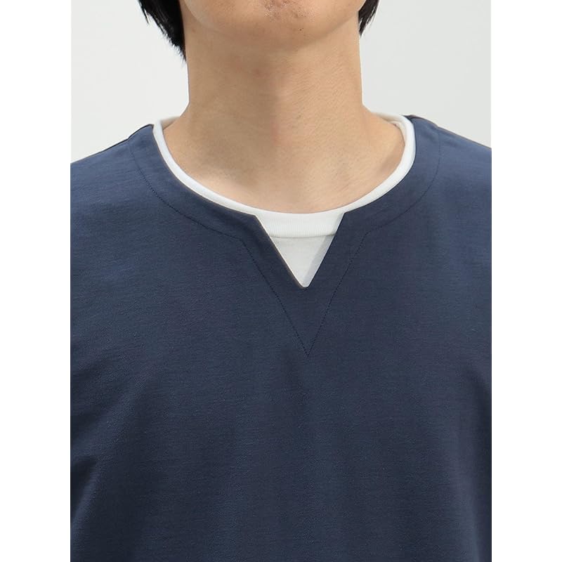 [Beams Heart] S/S TEE Cool touch sensation key neck layered T-shirt men's NAVY M 42040333639