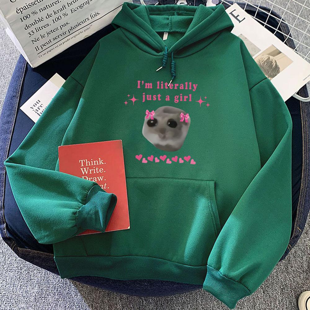 

Толстовки с капюшоном I m Literally Just A Girl Kawaii Cartoon Sad Hamster Толстовки с длинным рукавом для женщин и мужчин Пуловеры с капюшоном Sudaderas Повседневные топы XXXL