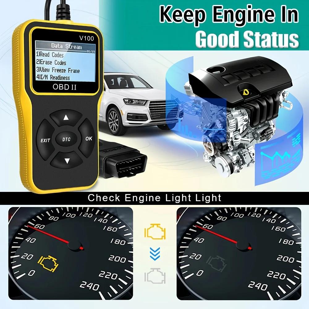 Obd2 Scanner Diagnostic Tool, Check Engine Code Reader, Obd2 Scanner with Reset Function, Input/Management Preparation, Engine Auto Check Light