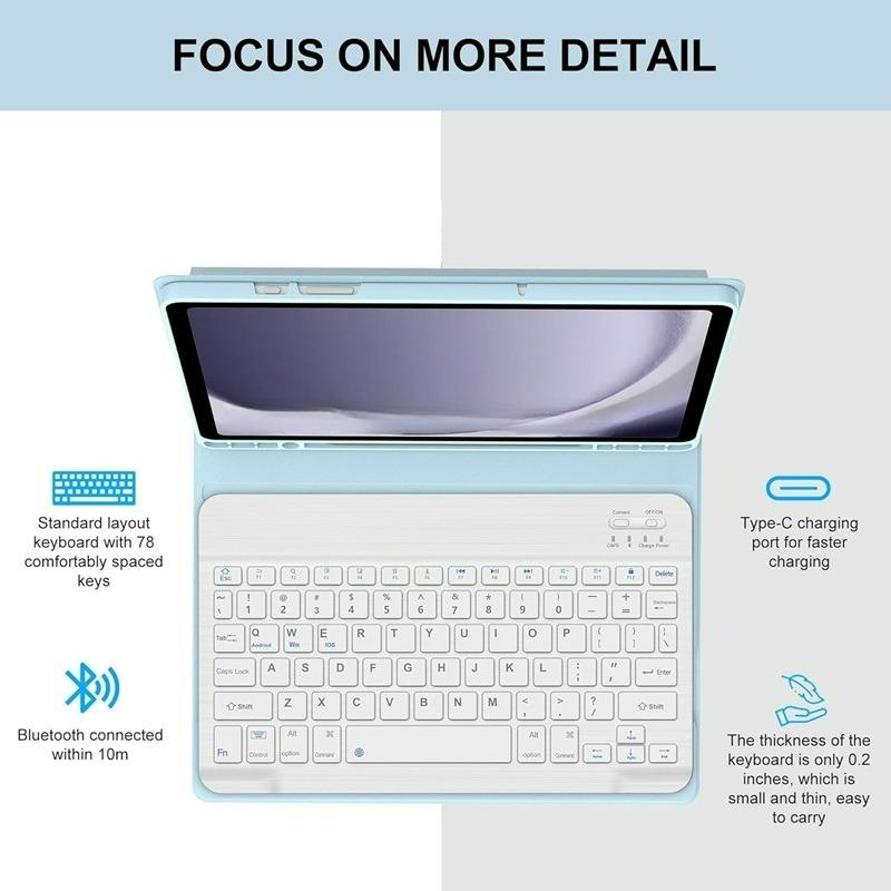 For Samsung Galaxy Tab A11 8.7 SM-X130/X133/X135 Case with Keyboard,Detachable Wireless Keyboard+Tablet Cover Tab A9 8.7 Funda