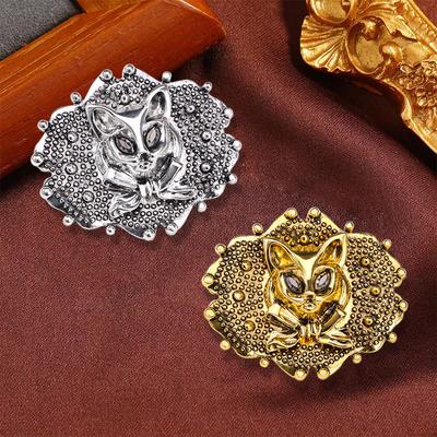 Medieval Brooch Retro Heavy Industry Animal Cute Fox Fashion Trend Design French Cute Cat