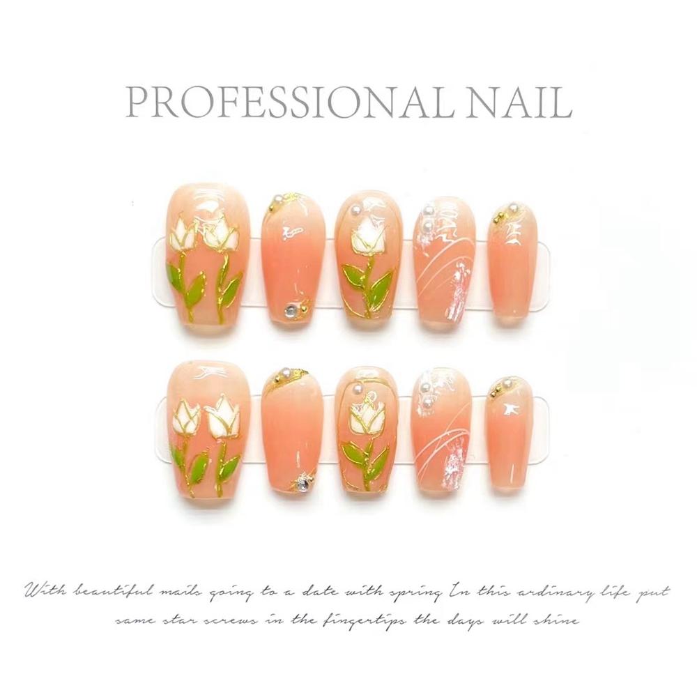 Cute Short Handmade Press On Nails Korean Reusable Full Cover Acrylic Nail Tips For Girls Fashion Design