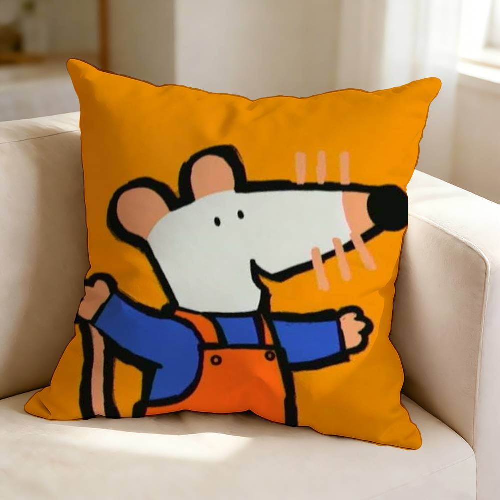 Animated cartoon M-Maisy Mouse Square Double-Sided printed Pillow Case Bedroom Bedside Pillow Sofa Cushion Cover