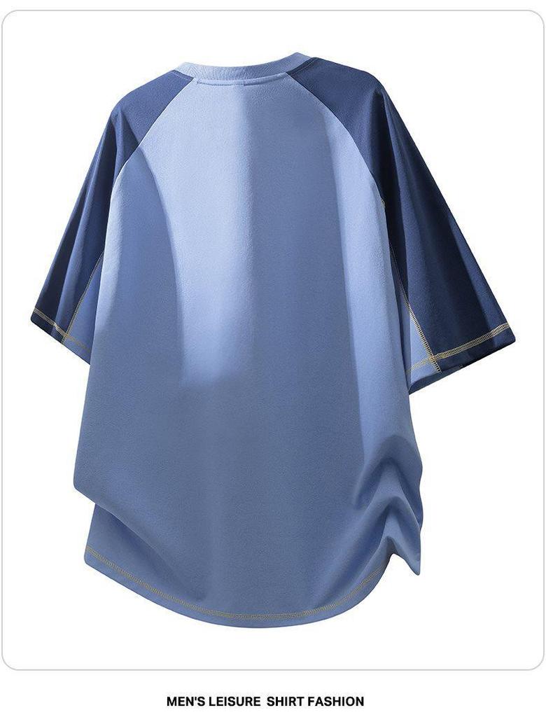 Men's Summer 2026 Raglan Contrast Short Sleeve T-shirt - Loose, Trendy, Versatile Half Sleeve Design