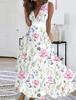 2023 Women's Summer V-Neck High Waist Sleeveless Printed Dress