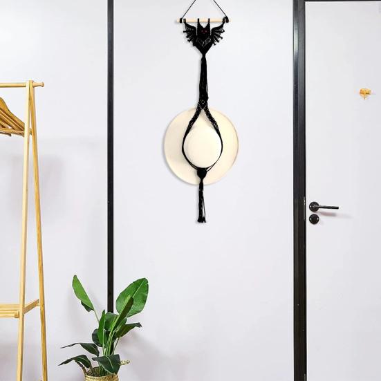 Hat Hanger Gothic Style Halloween Bat Shape Easy Installation Wall Mounted Cloak Rack Hand-Woven Baseball Cap Holder