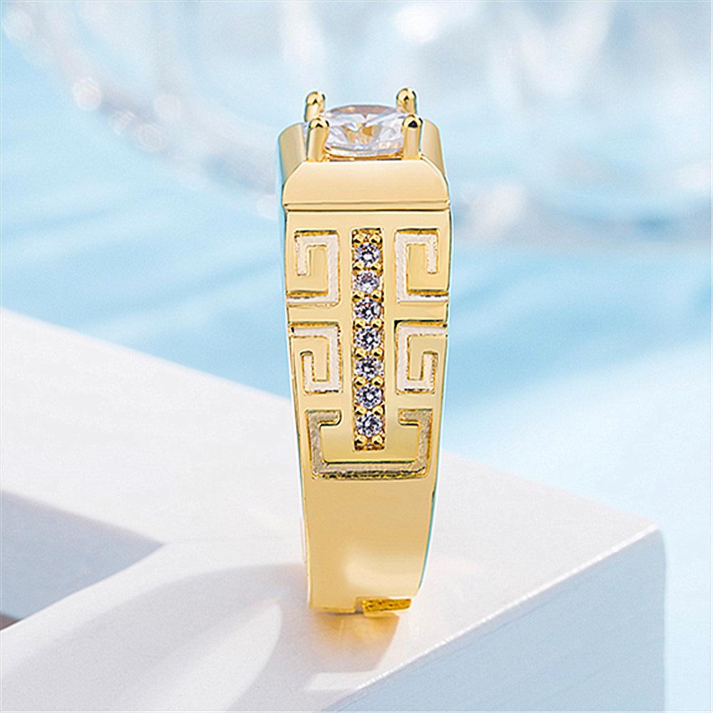 Adjustable Gold-Plated Wedding Rings with Diamonds & Cubic Zirconia for Men and Women