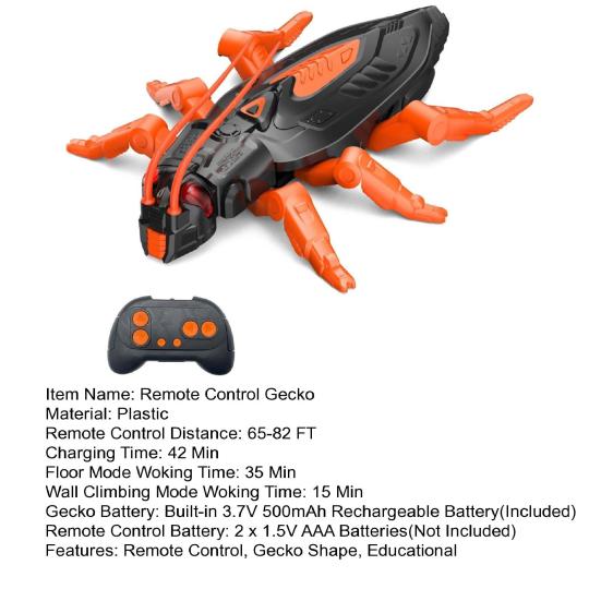 Electric Remote Control Gecko Toy Rechargeable RC Wall Crawler Lizard Robot Toddlers Educational Wall