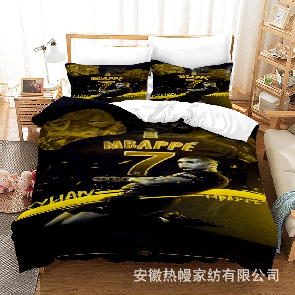 3D Three-Piece Size Football Quilt Cover Quilt Cover Home Textile