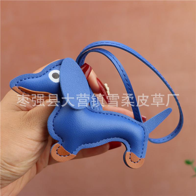 Creative Dachshund Bag Pendant Decorative Leather Pendant Cartoon Leather Rope Puppy Key Accessories Pendant