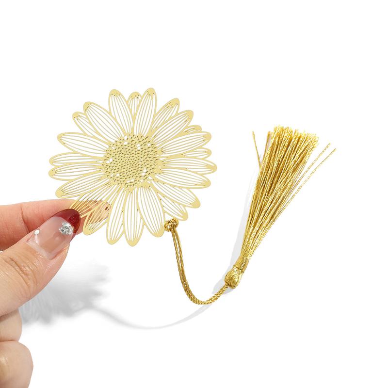 Chinese Style Handmade Book Mark Golden Lotus Sunflower Bookmarks Reading Marker For Book Lover Gifts For Friend
