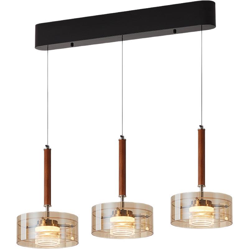 Mid-Century Wabi-Sabi Pendant Light - Japanese Solid Wood, Three-Head Design for Dining Room or Bar Counter