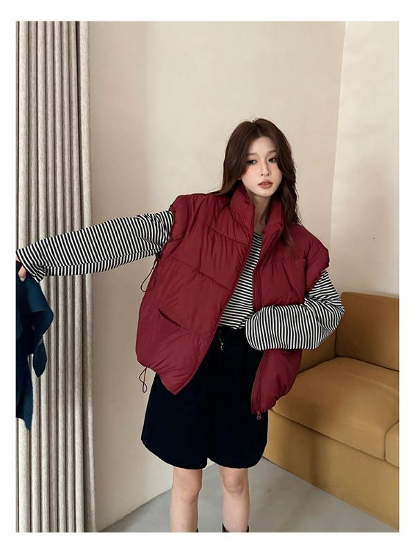 DIMANAF 2025 Women Parkas Plus Size Vest Coats Jackets Short Sleeveless Outerwear Thick Warm New Autumn Winter