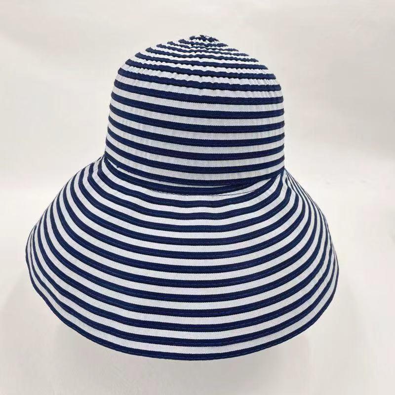 Spring Summer Hats For Women Sun Hat Foldable Striped Black White Wide Big Brim Sun Hat Female Outdoor Sunhat Travel Casual New