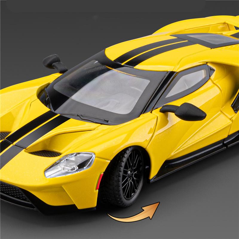 1:24 Ford GT Alloy Super Sports Car Model Diecasts Metal Racing Vehicles Car Model High Simulation Sound and Light Kids Toy Gift