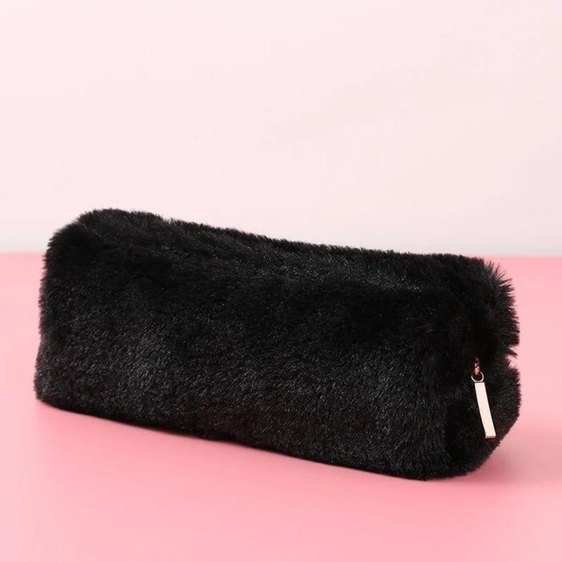 Simpatico Cartone Animato Peluche Portatile Astuccio per Penne e Matite Colore Puro Grande Capacità Custodia Ragazze Studente Materiale Scolastico Cancelleria Creativa