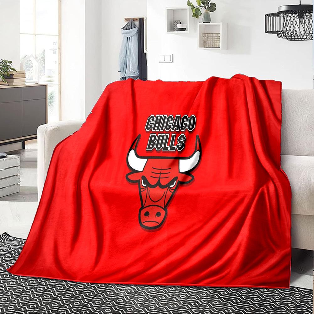 Chicago Bulls Logo Flanellen Deken, Zacht Polyester, Modern Ontwerp, Voor Alle Seizoenen voor Kamperen, Reizen, Cadeaus voor Feestdagen of Verjaardagen