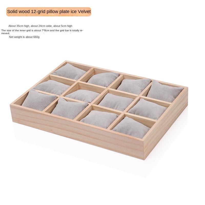 Solid Wood 12 Digit Pillow Plate Watch Bracelet Storage Display Frame - Elegant Organizer for Timepieces And Accessories