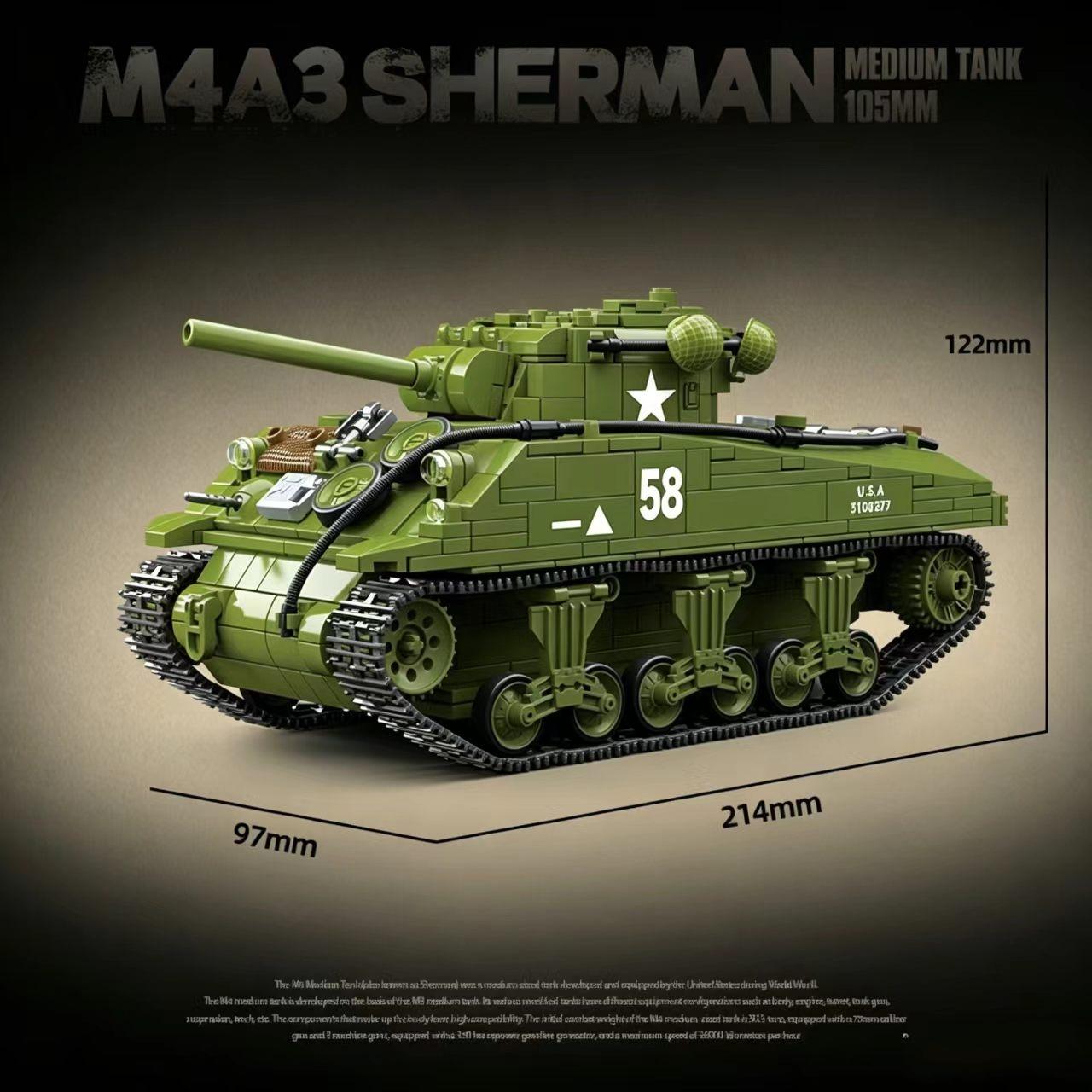 100277 M4A3 Sherman Military Tank Building