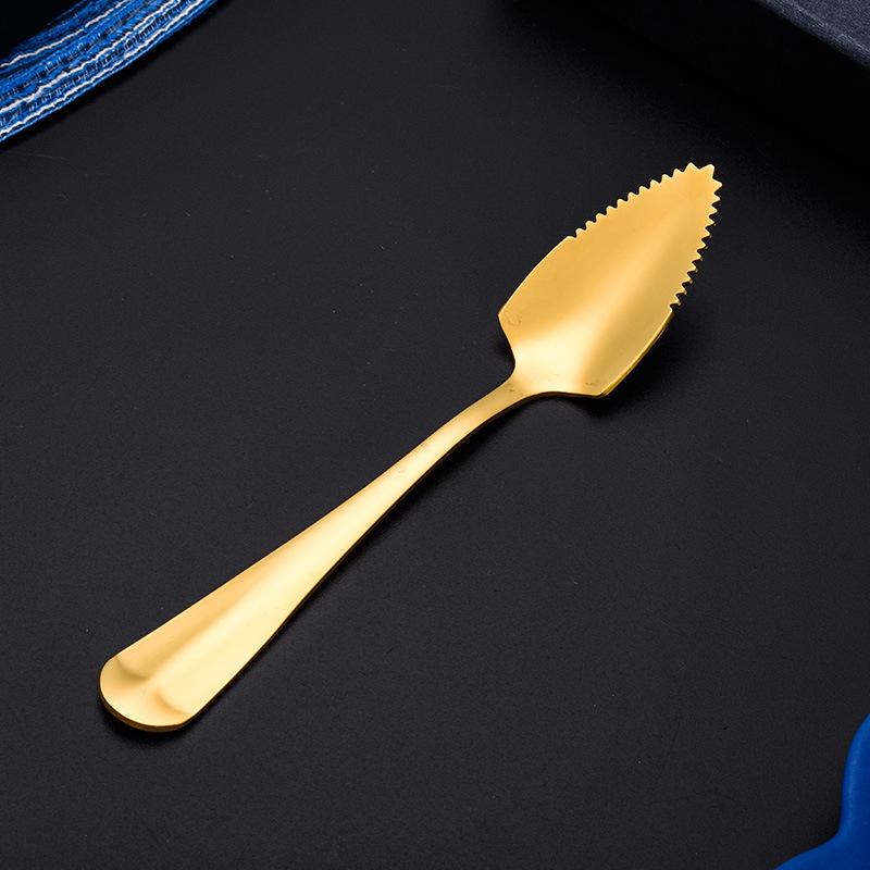 Stainless Steel Fruit Grapefruit Spoon Serrated Edge  Ice Cream Dessert Tea Coffee Stirring Spoon Kitchen Cutlery Tableware
