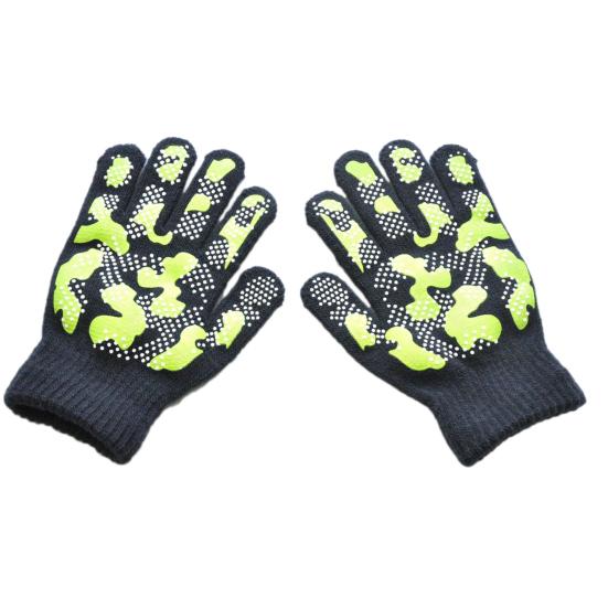 

Kids Autumn Winter Camouflage Anti Slip Knitted Gloves Boys Girls Sports Mitten темно-серого