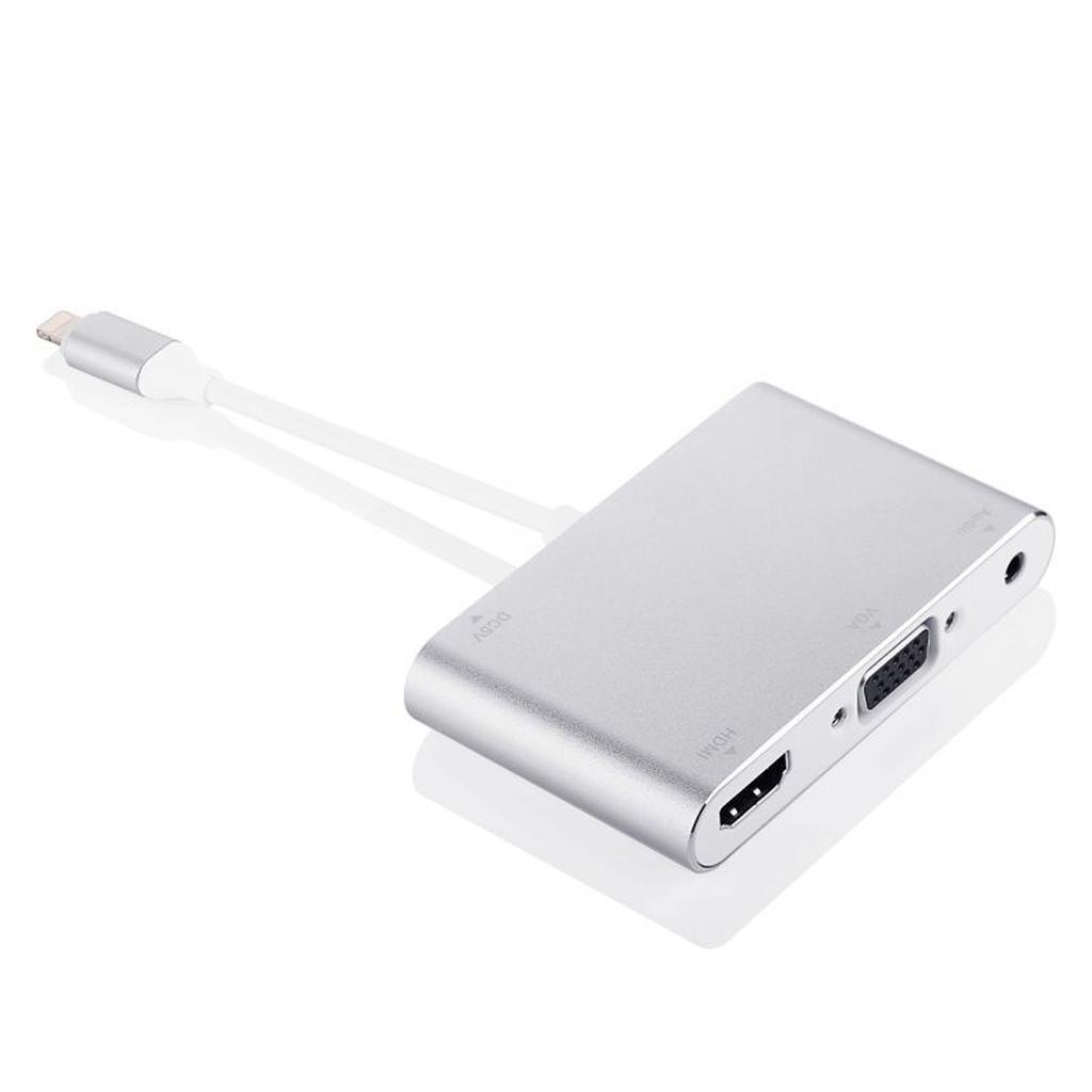 Lightning 8 Pin Male To HDMI+VGA+Audio Female Cable Adapter for iPhone X/8P/8/7/7 Plus Etc.