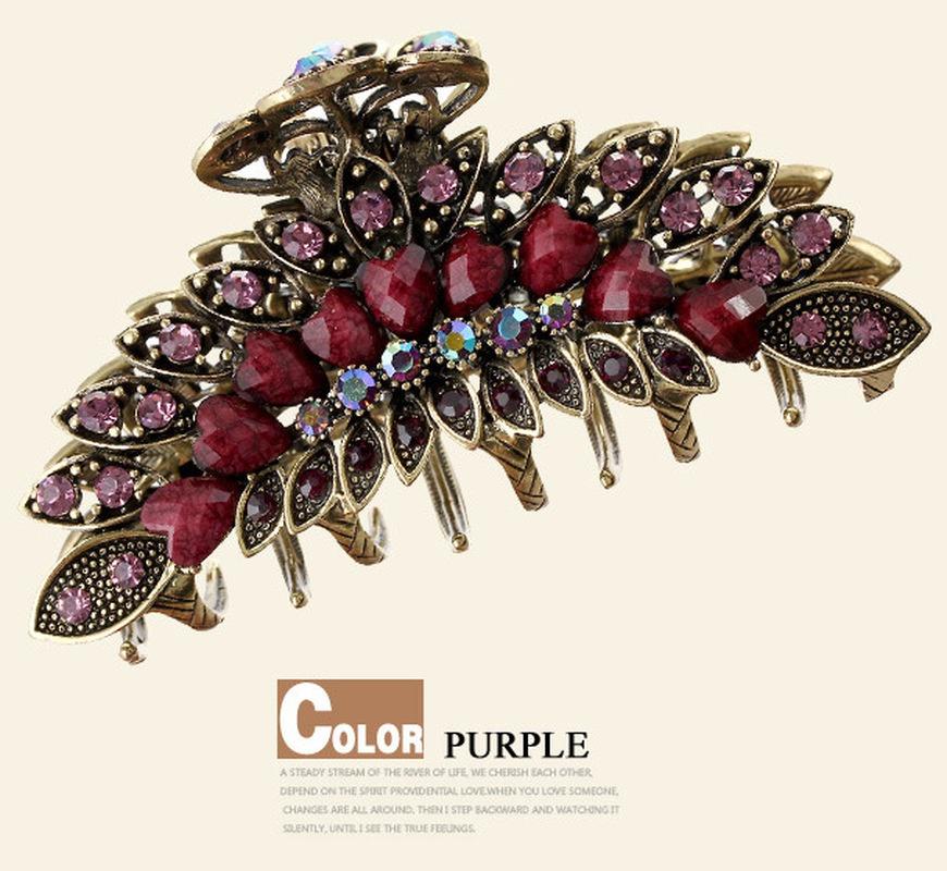 Big Metal Hair Claw Jewelry Vintage Flower Hair Claws Crab Women Banquet Rhinestone Hair Clip Accessories