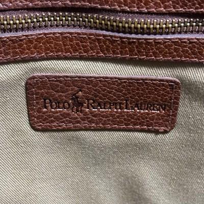 POLO RALPH LAUREN All-Leather Brown Tote Bag Charm Pony Embossed Authentic
