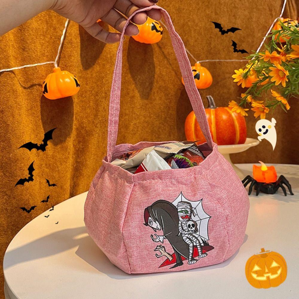 Storage Bucket Halloween Candy Bag Printing Pumpkin Handbag Cute Trick or Treat Bag Children