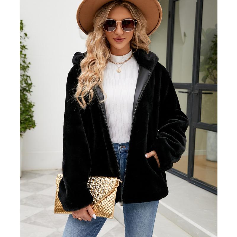 

Модная повседневная осенне-зимняя новинка женская куртка-короткое пальто с капюшоном на молнии женская S чёрный