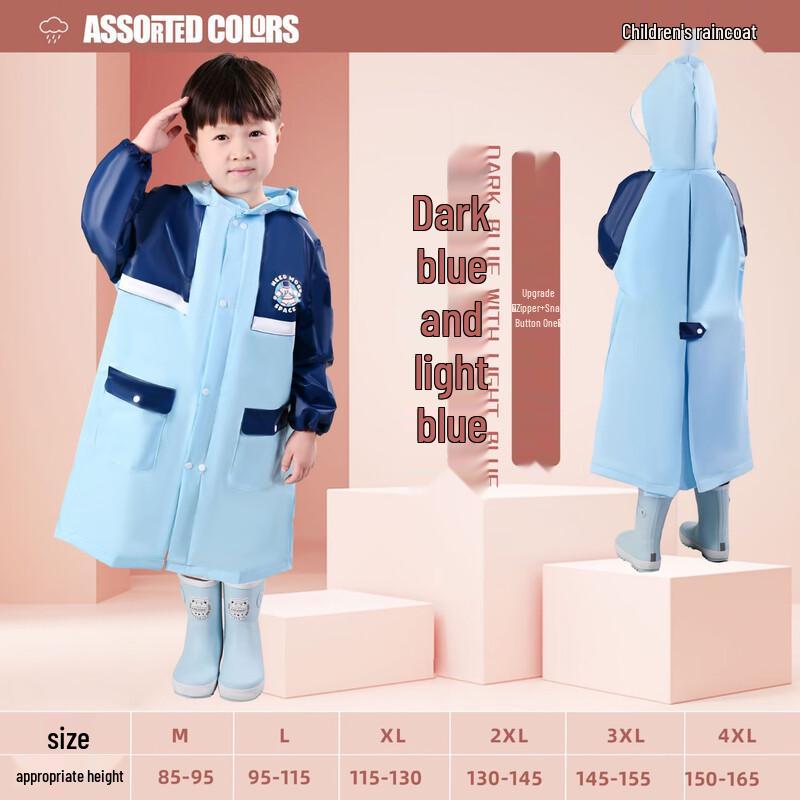 Children s EVA Color-Block Raincoat with Backpack Slot