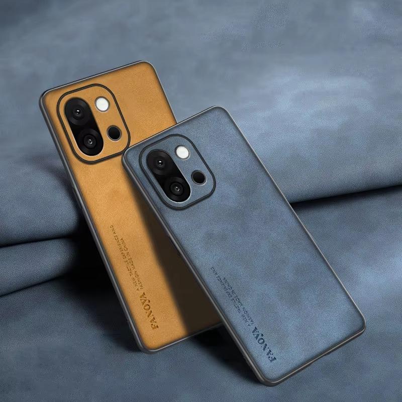 Case For OnePlus 15 Lambskin PU Leather Matte Phone Cover For OnePlus 15 1+ 15 Silicone Soft Frame Shockproof Back Cases Shell