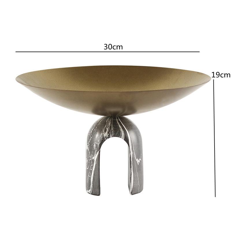 Resin Geometric Arch High Foot Fruit Tray, Stainless Steel Bowl, Metal Tray, Snacks, Living Room Dining Table Storage Tray