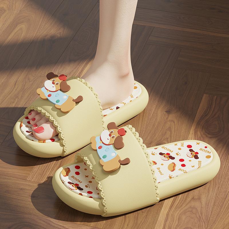 Cute slippers summer wear new indoor home non-slip eva thick bottom cool slippers 35-36 regular size [inner length 23cm]