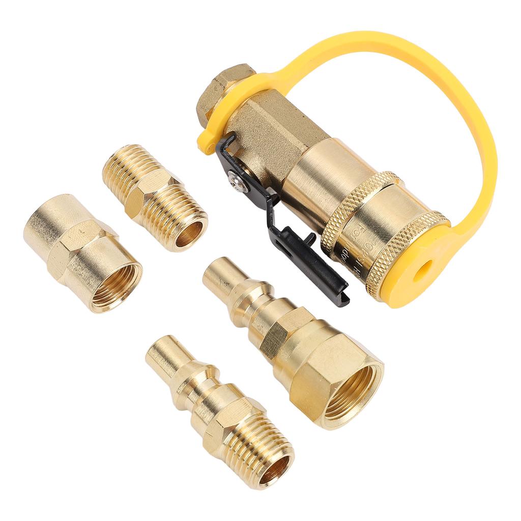 6PCS RV Quick Connect Adapter Fittings 1 4in Brass Shutoff Valve Kit for Trailers Motorhome Camping Vehicle