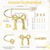 2Pcs Curtain Holdbacks Metal Bow Curtain Holdback Window Decor Finish Wall Hooks for Office Home Bedroom Luxe Drapes Tie Back