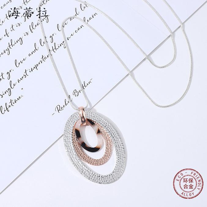 

Oval Tiger Alloy Necklace Fashion Fashion Long Women s Pearl Sweater Chain